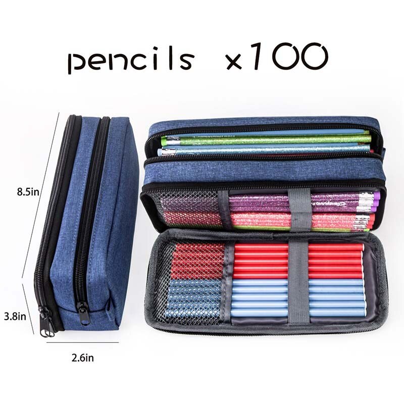 Japanse Koreaanse Briefpapier Effen Kleur Creatieve Eenvoudige Persoonlijkheid Dubbele Rits Student Grote Capaciteit Briefpapier Tas