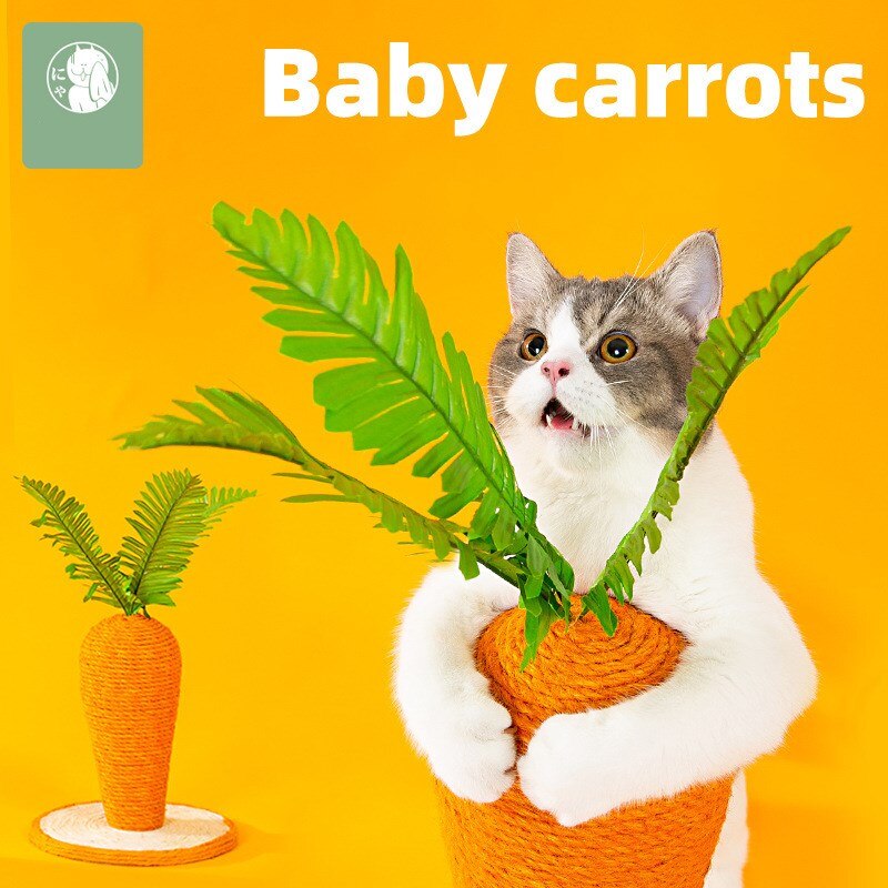 Cute Carrot Cat Scratching Post Pet Cat Tree Toy Durable Cat Scratcher Pole with Sisal Rope Cat Grinding Claw Post Pet Supplies