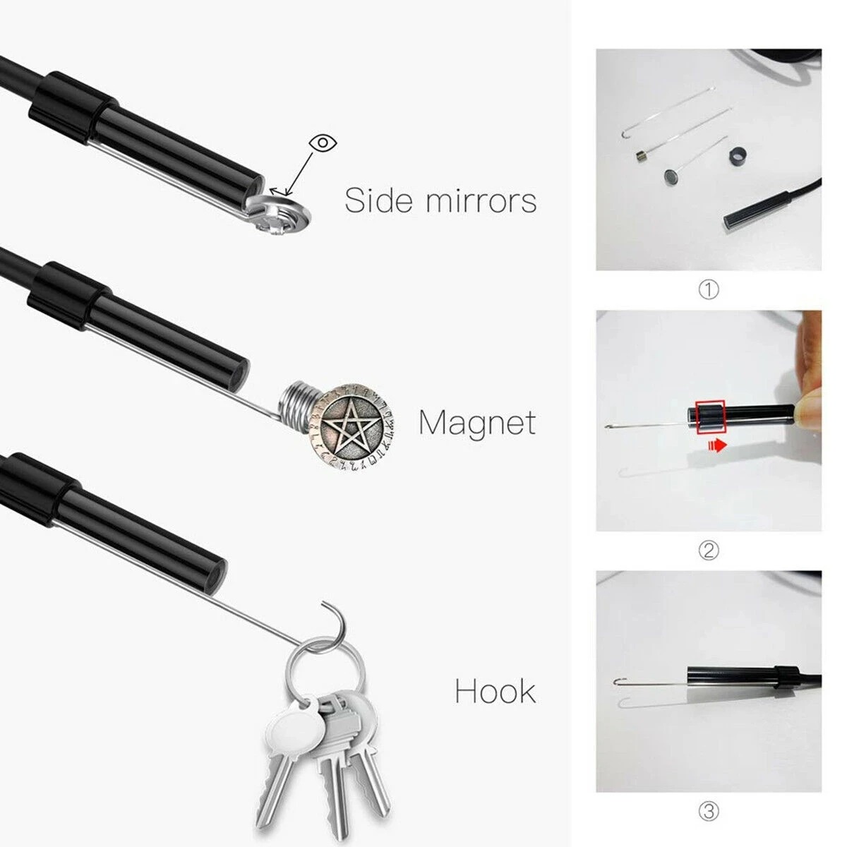 Endoscopio Industrial de alcantarillado de 5,5mm, endoscopia de tubería impermeable, Mini cámara tipo C, boroscopio automotriz 3 en 1 para Android