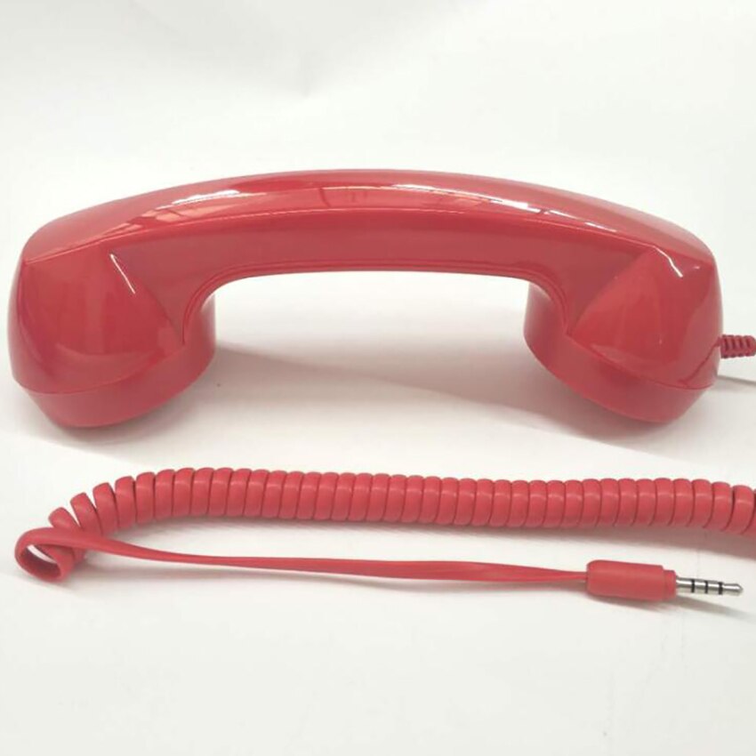 Vintage Retro Telephone Handset Cell Phone Receiver MIC Microphone for Cellphone Smartphone, 3.5 mm Socket, 100cm Cable: Red