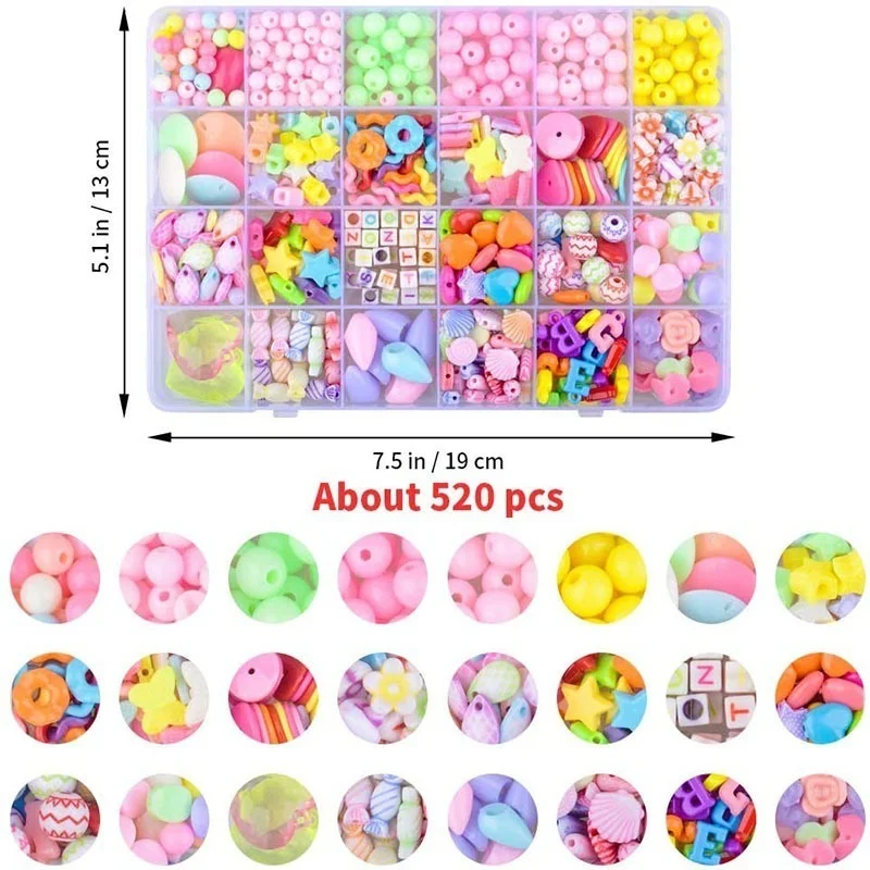 Juego de cuentas DIY para niñas, Kit de fabricación de joyas para niños, cuentas de perlas para pulseras, anillos, collares, Kits creativos, artesanía artística