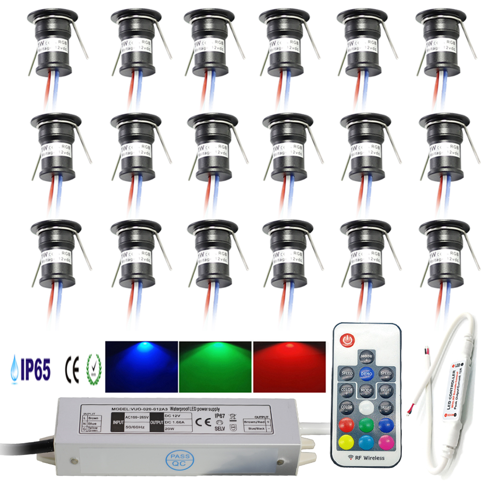1w mini-spotlights rgb,  ip65 ktv-spotlights med led-lys, 12v takfocos-downlights, trappeskapspotlights med transformator, 220v ~ 265v