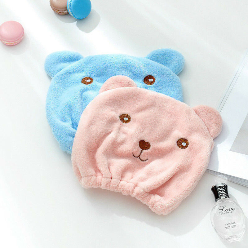 Nette Bär Mikrofaser Haar Handtuch Turban Absorbieren Schnell Trockenes Haar Hütte Gewickelt Mit Kapuze Handtuch bat Kappe Trockenes Haar Hüte Waschlappen