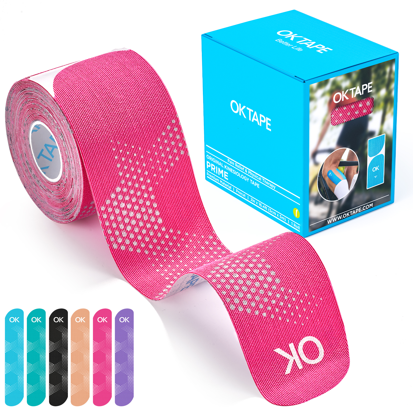 OK TAPE synthetische kinesiologietape, 20 strips, elastische atletische tape voor pijnverlichting reflecterend waterdicht, 2 "x 10" / 5 cm x 25 cm: Bruin