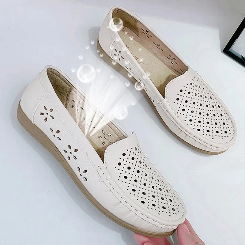 BCEBYL Sommer Neue Runde Kappe Krankenschwester Schuhe Weiche Sohle Nicht-Unterhose Sandalen Flache Schuhe Atmungsaktive lässig Sport frauen schuhe