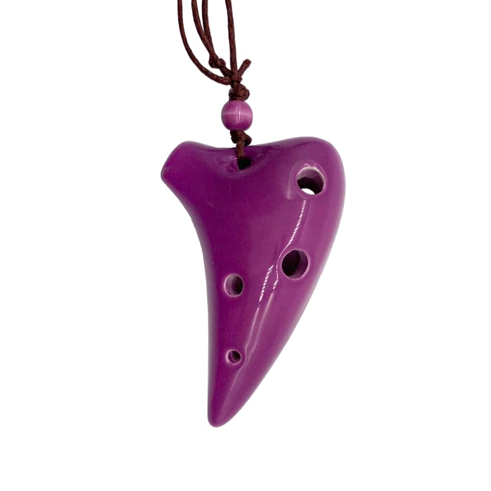 Ocarina de cerámica de 6 agujeros, instrumento Musical de estilo submarino Alto C con cordón, puntuación de música para amantes de la música y principiantes: Morado