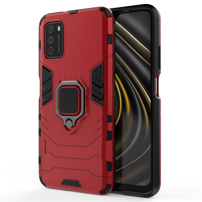 Para xiaomi poco m3 caso armadura suporte de sucção magnética borda cheia capa para xiaomi poco m3 x3 f2 pro caso para xiaomi poco m3 m 3: For Poco F2 Pro / Red