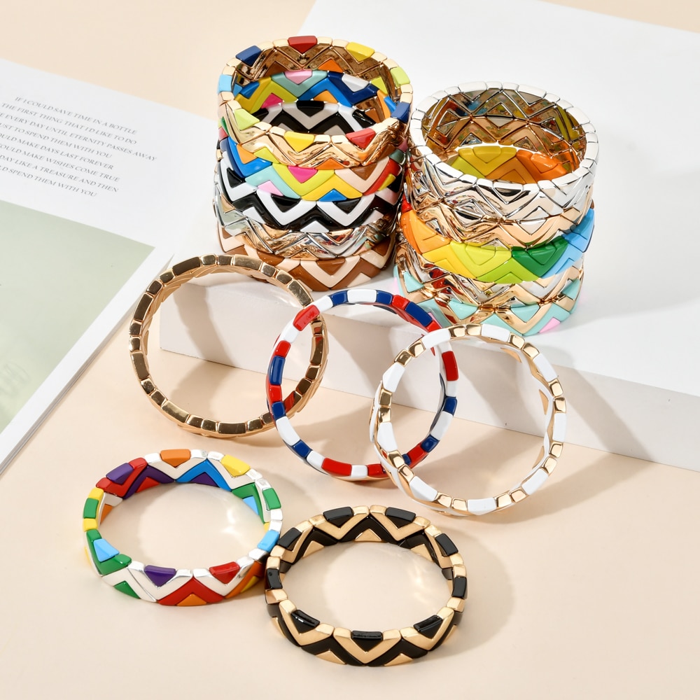 Boho rannekoru euroopan punk säädettävät rannekorut ja rannekorut naiset aalto hurmaa pulserat metalli punotut juhlakorut