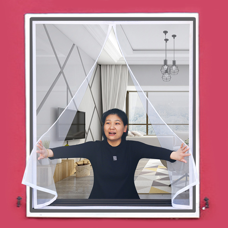 Magnetisk myggnett til innendørs vindu, nettinggardin i tyll, tilpasset størrelse, lukkes automatisk, enkel installasjon