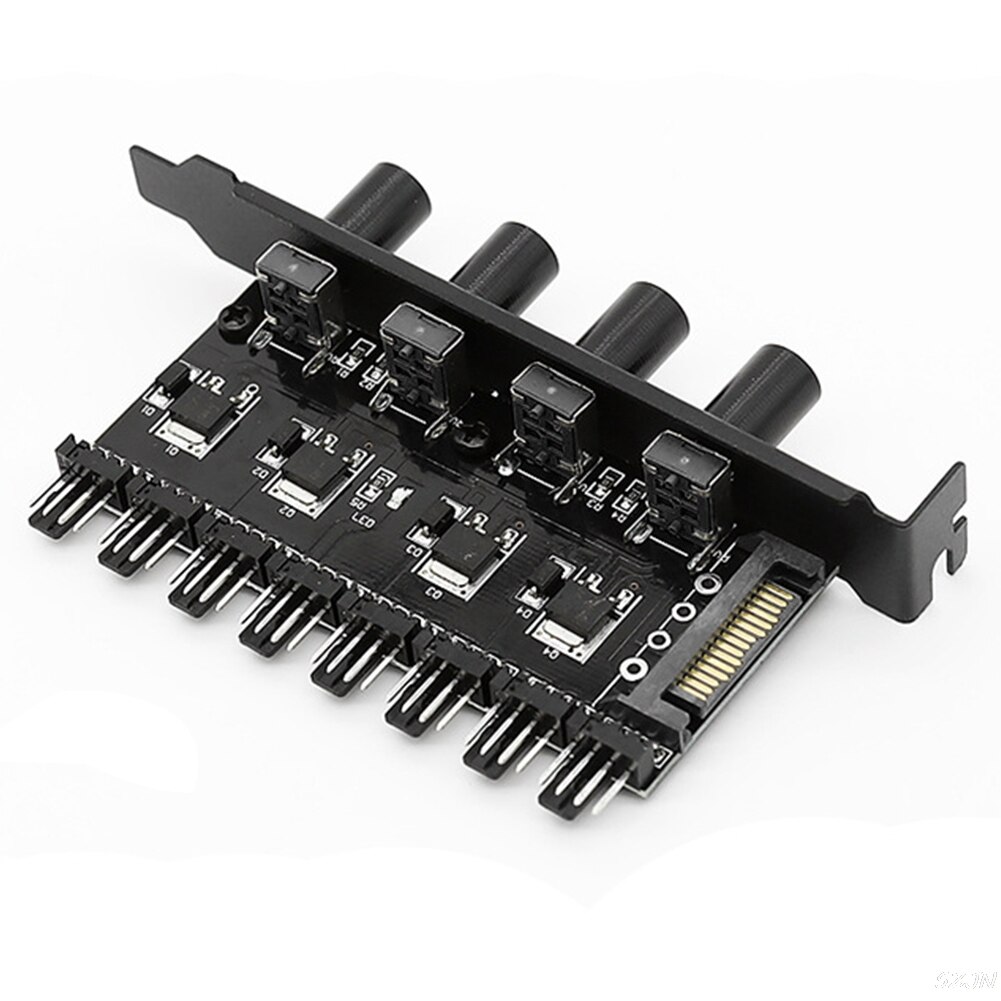 12V Practical Splitter 4D SATA Power Supply Universal 4Pin 3Pin 1 To 3 8 Way Speed Controller Adapter Cooling Fan Hub PC Case