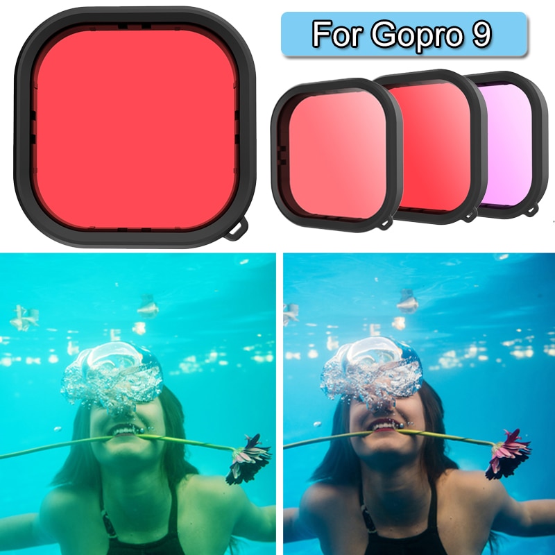 Para Gopro Hero 9 funda carcasa impermeable negra lente de filtro de buceo sumergible 50M caja protectora para go pro 9 Accesorios