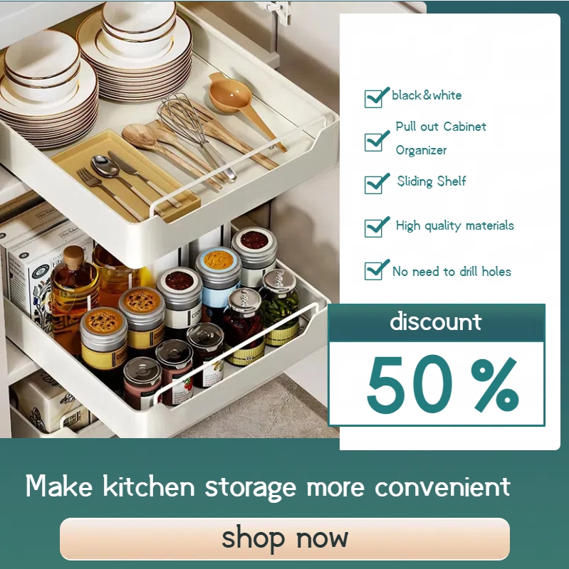 Pull out Cabinet Organizer Heavy Duty Slide out Pantry Shelves Drawer Storage Sliding Mesh Cabinet Basket for Kitchen Accessorie