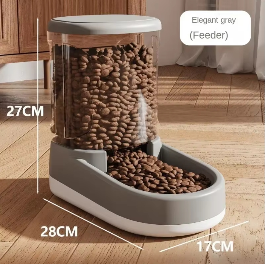 Automatic Pet Water & Food Dispenser - Gravity Flow Feeder for Cats & Dogs: Chocolate