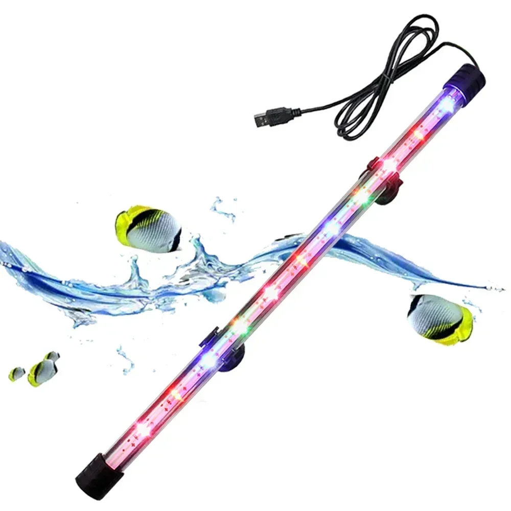 Iluminación LED para acuario multicolor de 17-47cm, lámpara de ambiente sumergible, USB, impermeable, planta decorativa para pecera, accesorios de luz para cultivo