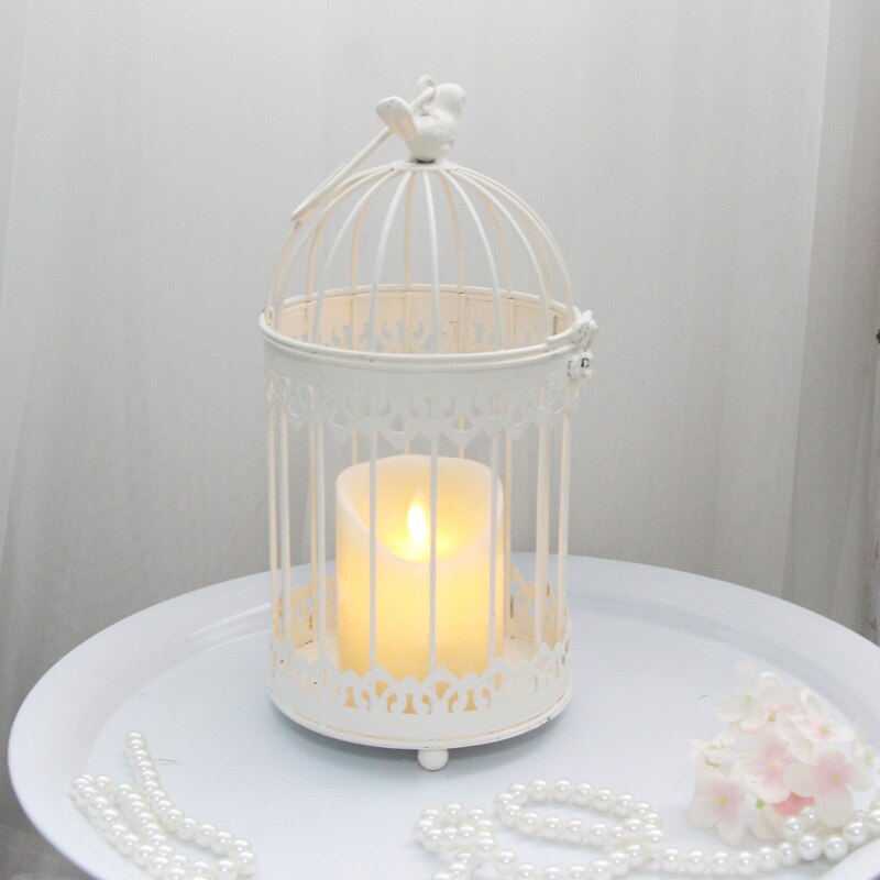 Iron Metal Bird Cage White Bird Cage Decoration Hanging Flower Pot Succulent Wedding Candle Holder Jewelry