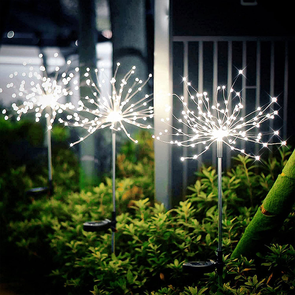 Solar Firework Lights Decorative LED Lamp Garden Yard Pathway Adjustable Wire Flower Tree Decor Firework Solar LED Lights