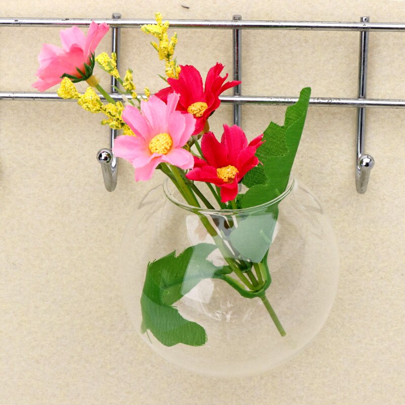 1 jarrón para colgar en la pared de cristal transparente blanco de 7*8CM florero de bola de vidrio para decoración del jardín del hogar