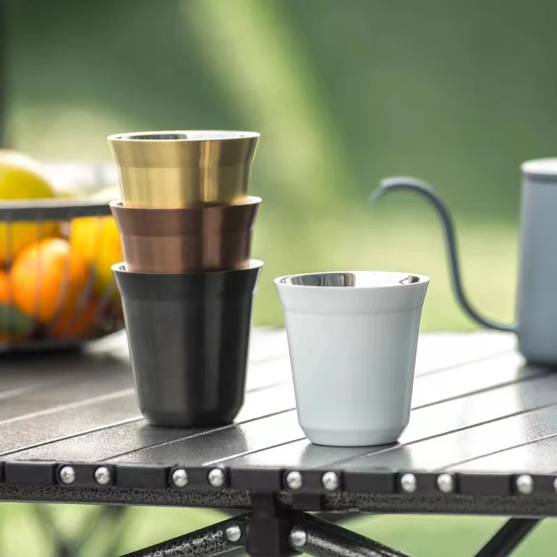 80ml Mini Coffee Cup Stainless Steel Double Wall Heat-insulating Coffee Cup Portable Small Drink Cups