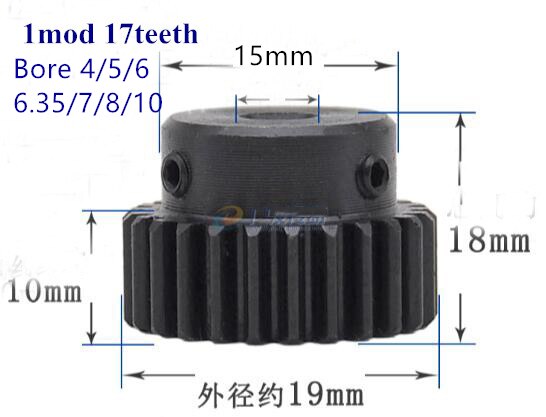 3Pcs/lot 1Mod 1 Modulus High Precision Gear Rack steel 10*10*1000mm + 3Pcs 1M 17teeth pinion 15tooth pinion 16tooth pinion