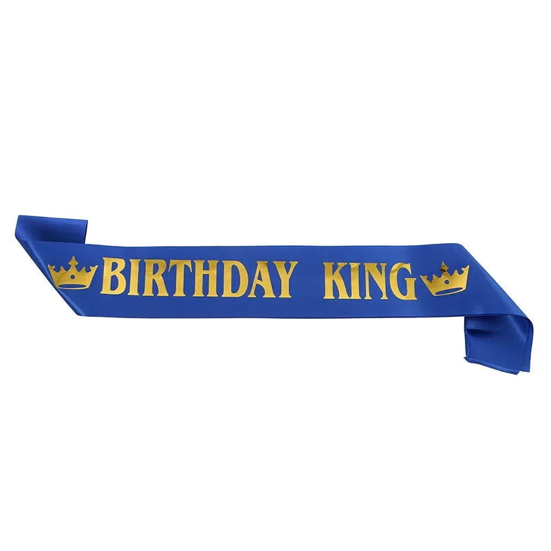 Ceinture roi d'anniversaire en or noir pour hommes et garçons, fournitures de décoration pour fête d'anniversaire, joyeux 16e 18e 20e 30e 40e 50e 60e anniversaire,: Saphir profond