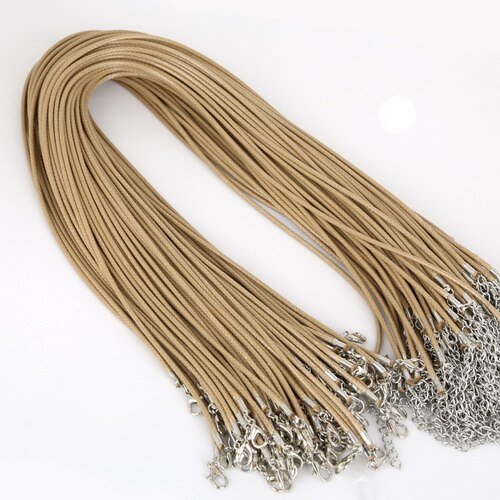 10 sztuk/partia 2MM średnica woskowany przewód nylonowy skórzany regulowany pleciona lina naszyjnik i bransoletki Charms ustalenia karabińczyk...: Light Brown