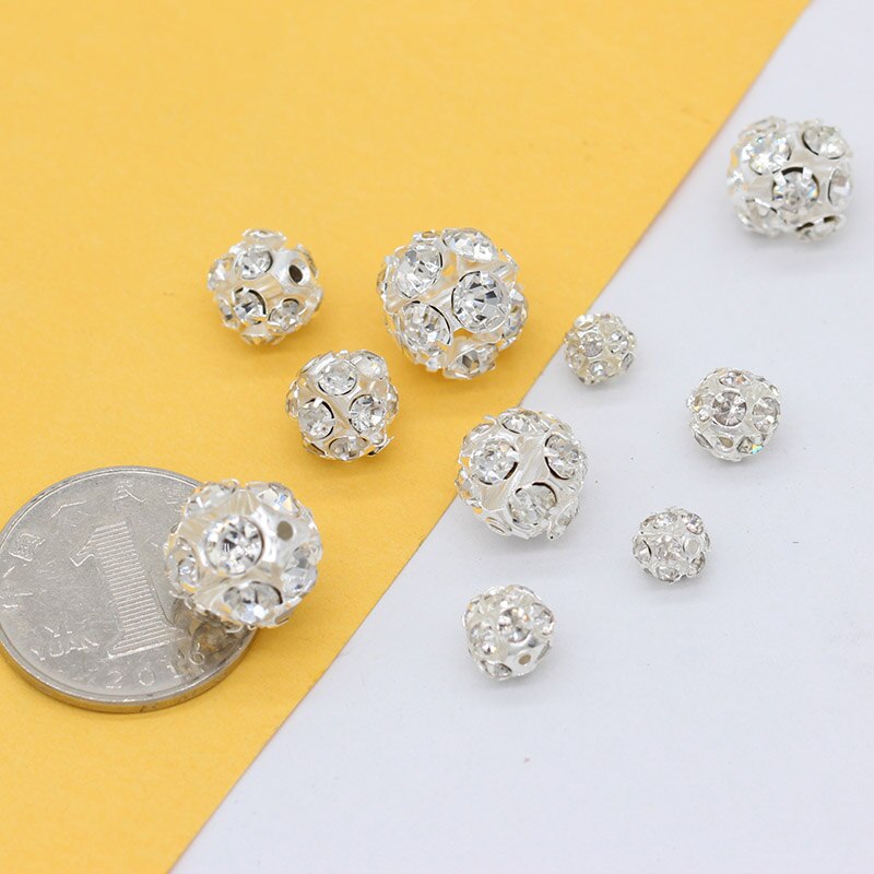 20p 6-16mm forgyldte sølvbelagte metalperler beaded diy smykker fund pave diamanter rund spacer løse perler tilbehør levering