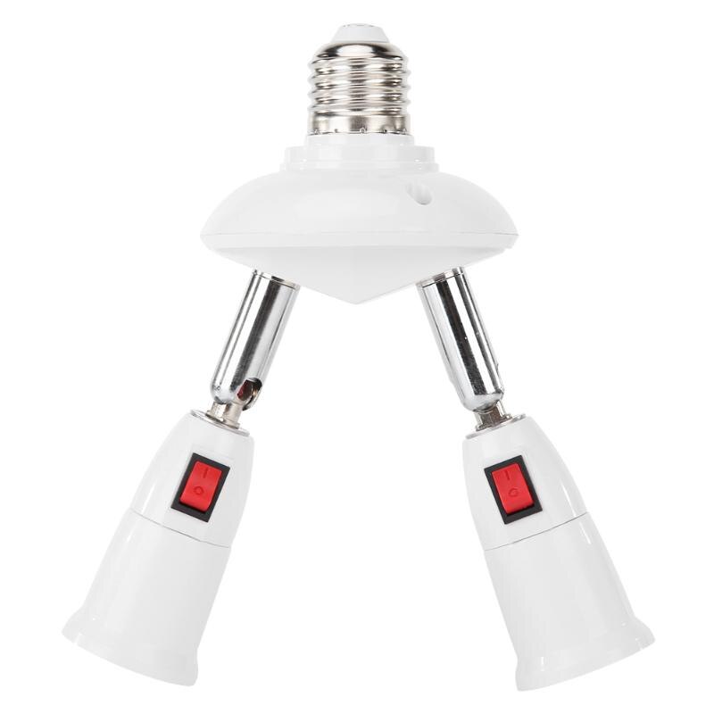 E27 splitter 2/3/4/5 hoveder lampe base justerbar led lys holder adapter sokkel konverter lampe holder belysning tilbehør: 2 hoveder