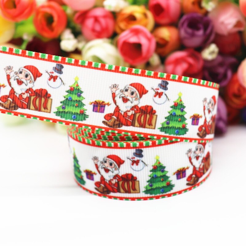 5 jardy 1 '' 25mm wstążki grosgrain z nadrukiem świątecznym na kokardy robić włosów/opakowania, materiały robić majsterkowania,  y19072404: 5