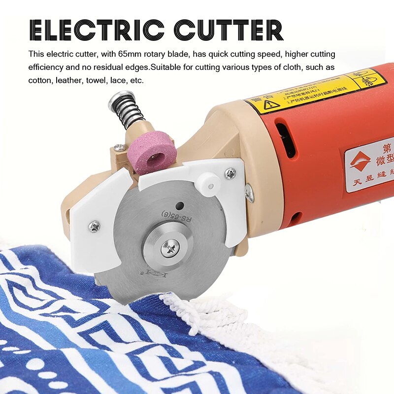 Handheld Portable 65mm Rotary Blade Electric Cloth Cutter Fabric Round Cutting Machine