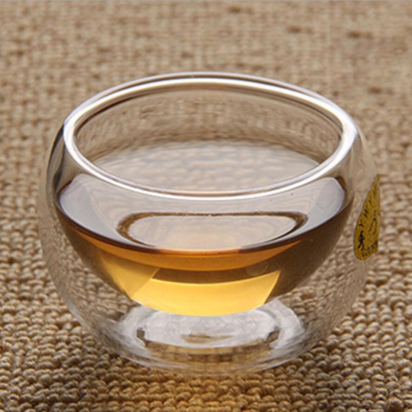 Dubbellaagse beker 40ml transparante, hittebestendige dubbele glazen bekers, dubbelwandige glazen theekopjes, wijnglazen, thuis