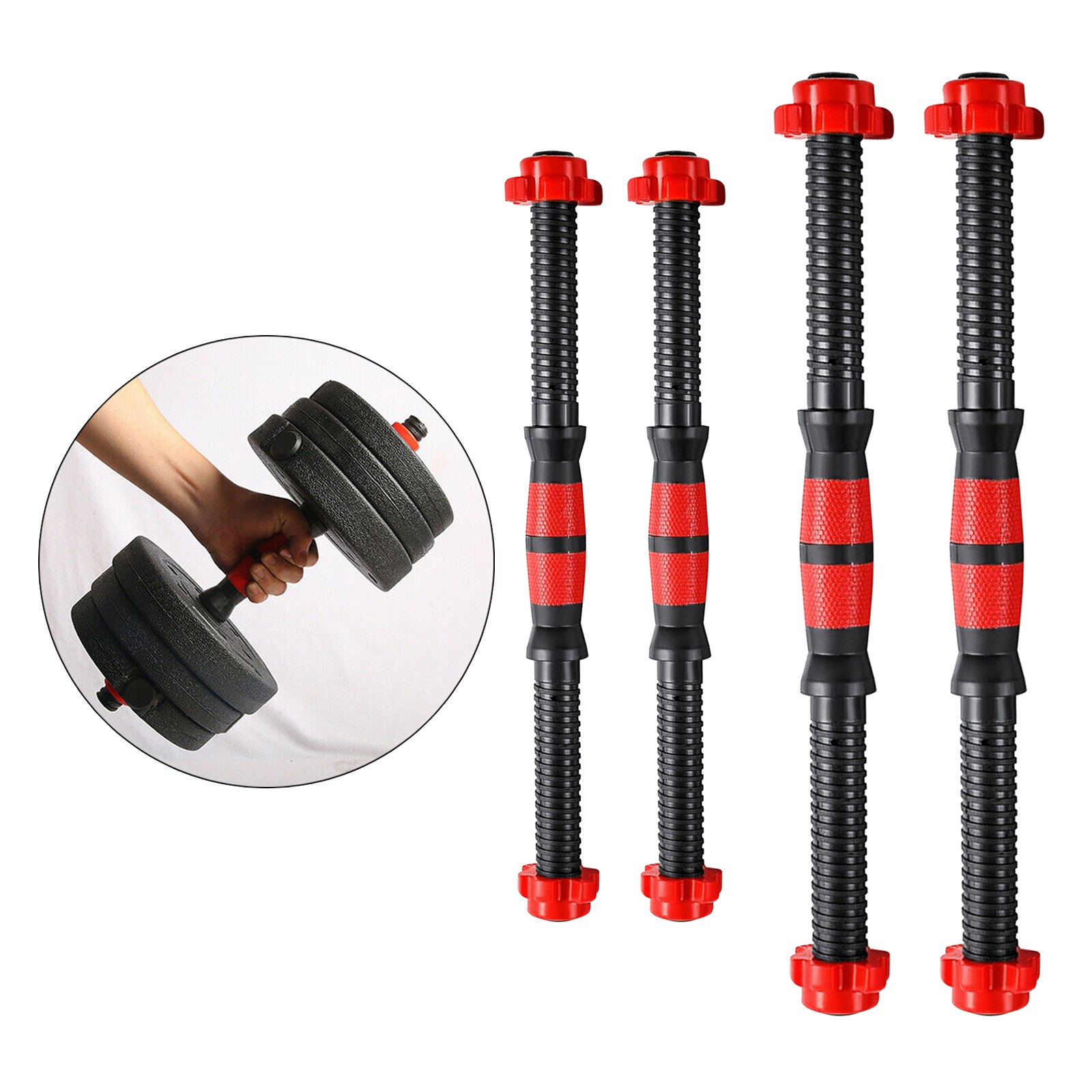 Solid Dumbbell Bar 1'' Threaded Handle Training Rod Connector Spinlock Lock