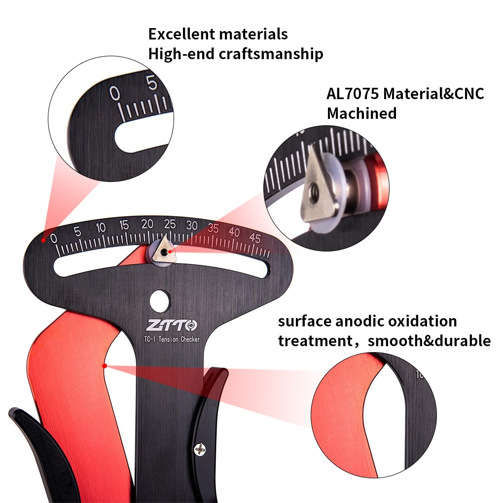 COD!Bicycle Spokes Tension Meter Calibration Tool Mountain Bike Wheel Spokes Tensiometer Gauge