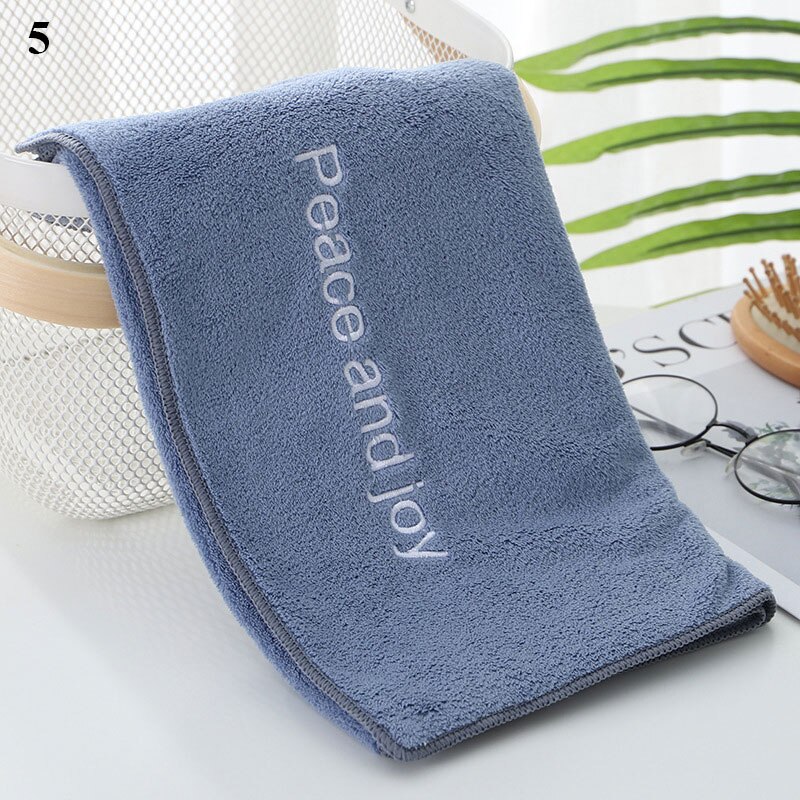 Multi-colored Towel Soft Edging Towel Skin-friendly Letter Embroidered Towel Comfortable Bathroom Supplies Fiber Towel: 5