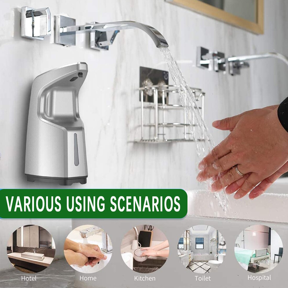 Smart Non-contact Infrared Sensor Wall-mounted/Table-top Hand Dispender Alcohol Handwashing for Kitchen Rest room Bathroom