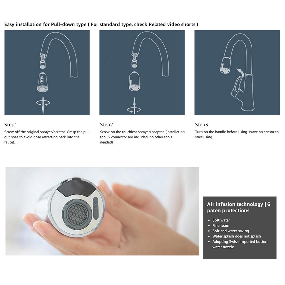 Smart Touchless USB Port Kitchen Bathroom Faucet Adapter Automatic Motion Sensor Induction pull-out kitchen faucet nozzle