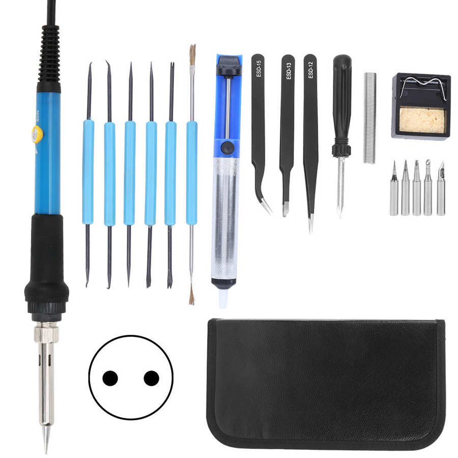 Electric Soldering Iron 60W Electric Soldering Iron High Power Adjustable Temperature Welding Tool Kit withou Switch Function: AC220V European plug