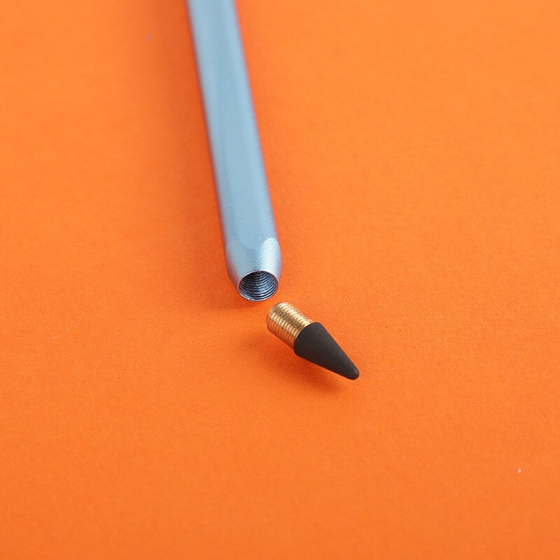 1Pcs Mode Metalen Potlood Vierkante Zonder Inkt Duurzaam High-End Handtekening Pen Kantoor Student Leveringen