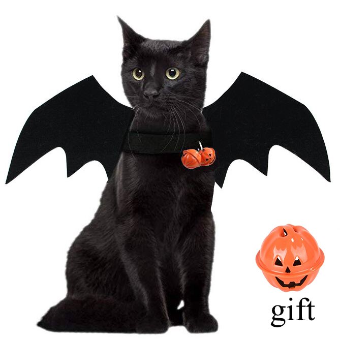 Kat kostume kat halloween kostume frakke halloween kat kostumer til kæledyr kæledyr cosplay tøj bat vinger sort fancy kjole