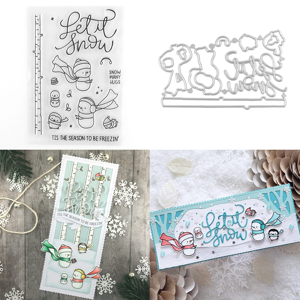 Troqueles y sellos de corte de feliz cumpleaños/nieve mucho amor, troquel de palabras de sentimientos navideños grandes para manualidades de tarjetas de álbum de recortes DIY: L / ciruela