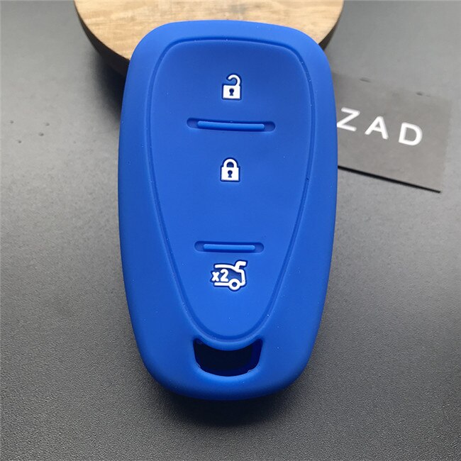 ZAD-funda de silicona para llave de coche, Carcasa protectora para mando a distancia sin llave, para Chevrolet Cruze Spark Onix Volt Aveo Sonic, 3 botones: Azul