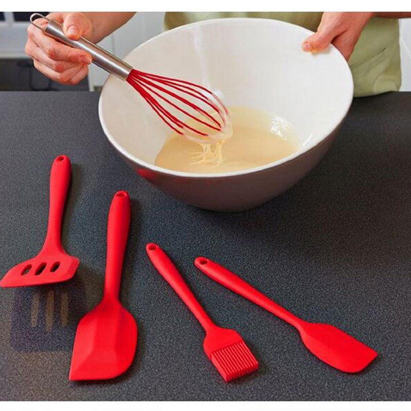 5pcs/set Silicone Baking Tools Set Scraper Oil Brushes Cake Tools Non-stick Spatula Shovel Cooking Tools Set Kitchenware