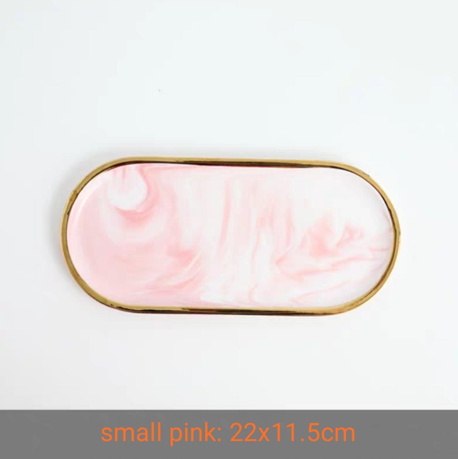 Glass Makeup Brushes Holder Make up Organizer Table Cosmetic Brush Bottle Jewelry Storage Box Ornaments Tray: small pink tray
