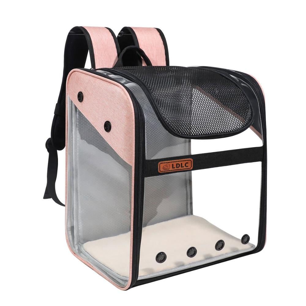 Mochila para mascotas de 1,6 kg, Transportín para perros, para exteriores, de PVC, transpirable, bolsa de viaje, bolso plegable para transportar gatos: Black
