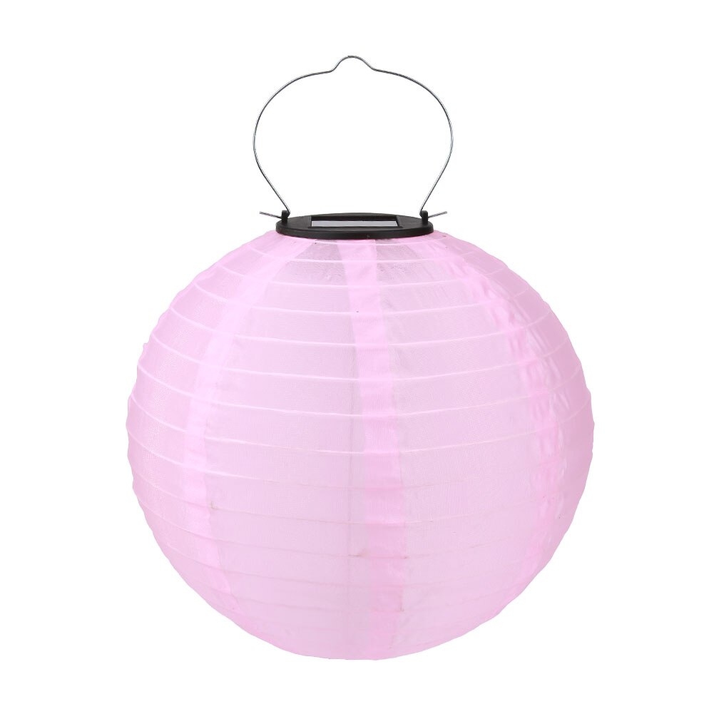 20/25/30Cm Led Solar Lantaarn Lamp Outdoor Festival Party Decor Opknoping Licht Chinese Papier Bal Lampions voor Party Wedding Decor: Roze