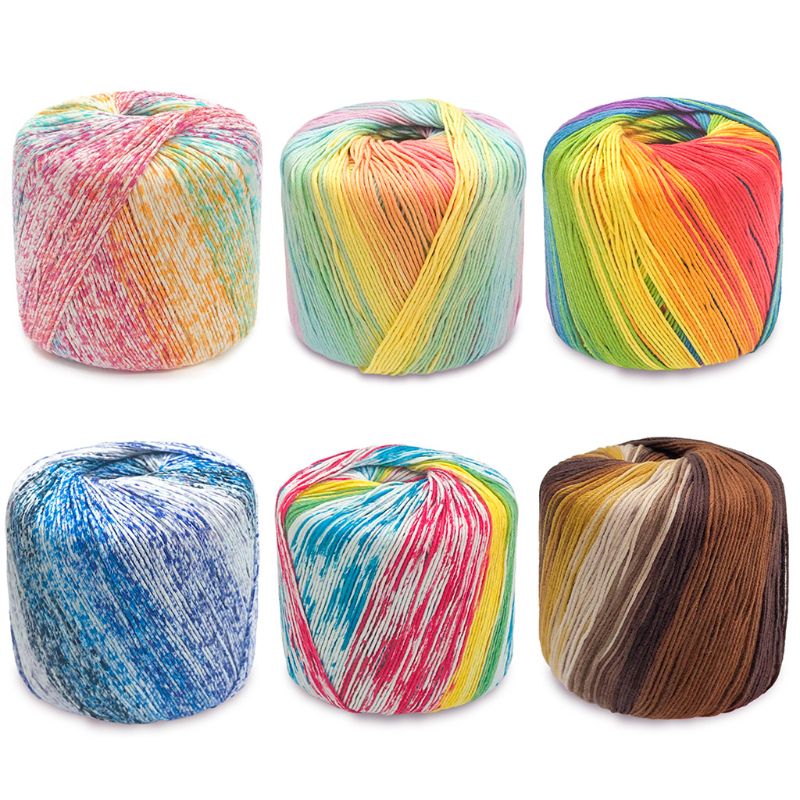 40g 8 hebras Arco Iris colorido hilo de encaje de algodón DIY ganchillo tejido a mano hilo AXYC