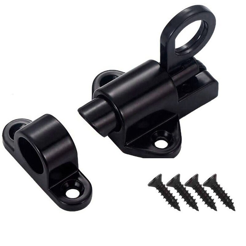 Aluminum Alloy Security Automatic Window Gate Lock Spring Bounce Door Bolt Latch, Black
