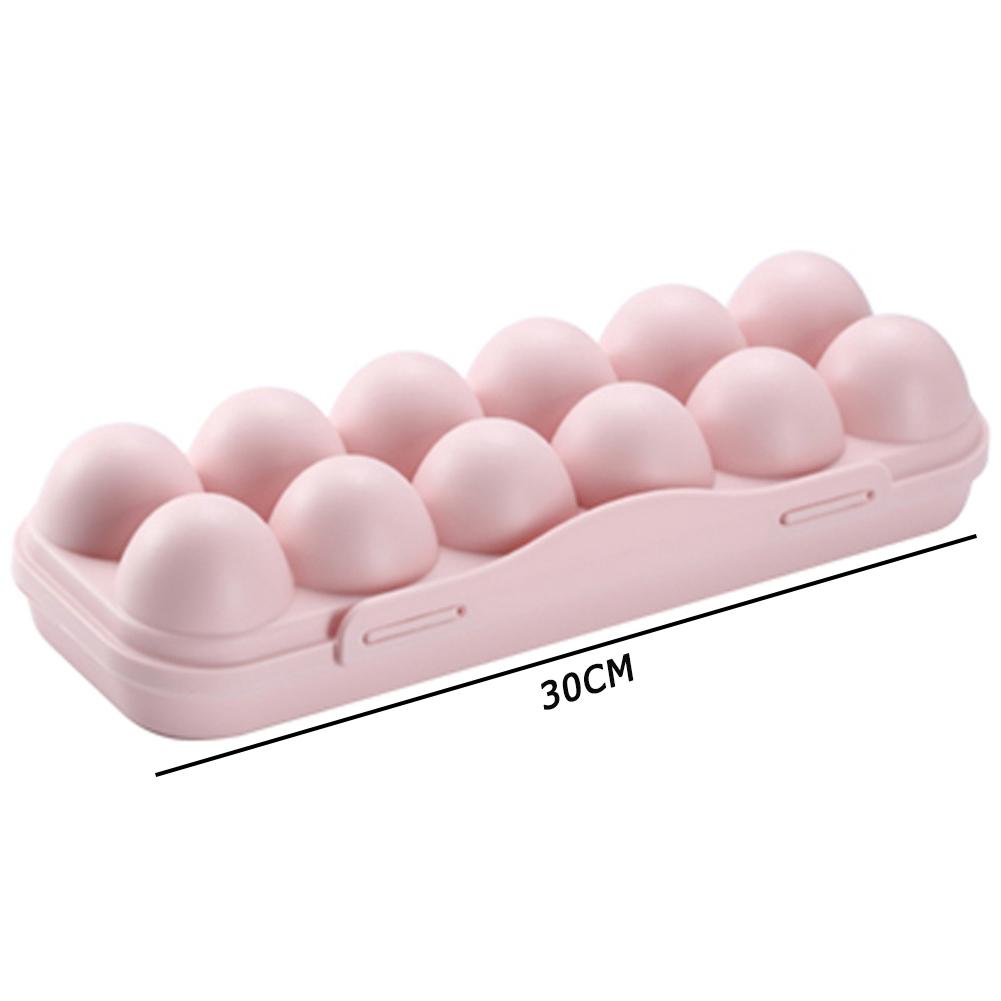 Boîte de Rangement d'emoufs en Plastique, Conteneur Antichoc, pour Réfrigérateur, Camping, Pique-nique, Randonnée, Voyage, 12 Grilles: XL / Rose