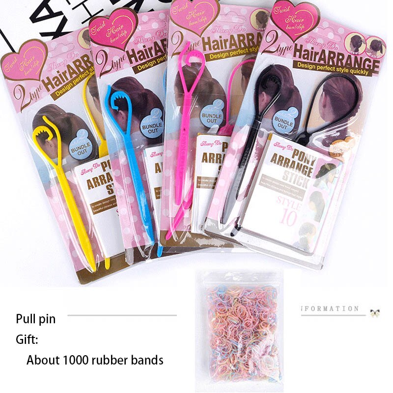 Juego de horquilla trenzada mágica de Accesorios para peinados, , banda de goma, estilo de peinado, Herramienta de Peinado trenzada, 1000 Uds.