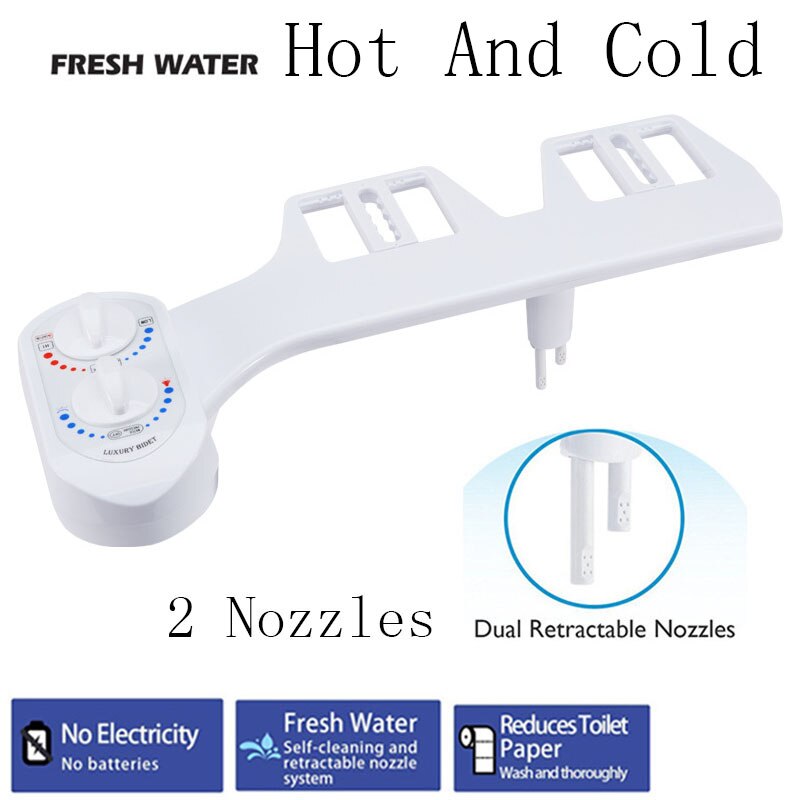 And Cold Dual Nozzle Bidet Toilets Seat Attachment Wash Water Shower Self-Cleaning Sprayer Bathroom Accessories Non-Electric