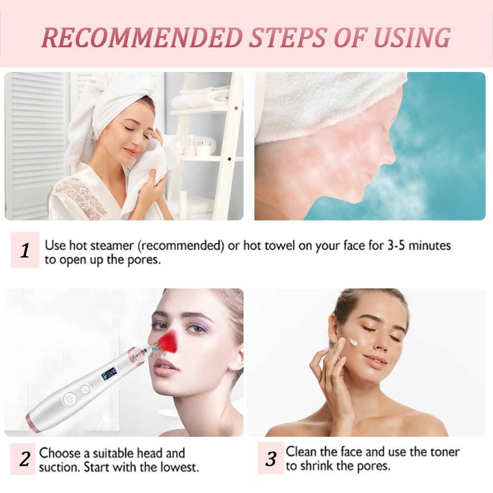 Electric Facial Pore Cleaner Exfoliator Face Blackhead Remover Acne Vacuum Deep Cleansing Suction Machine Nano Sprayer Steamer